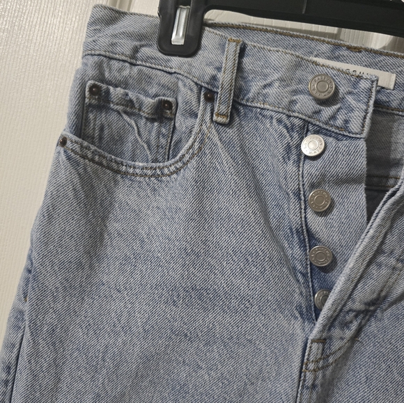PacSun Light Blue Ultra High Waisted Slim Fit Jeans, Button Fly, Raw Hem, EUC! - Picture 5 of 13